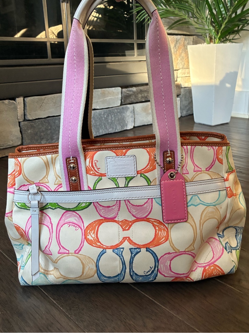 Coach Hamptons Signature Scribble Tote Y2K Vintage 10674